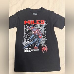 Marvel Miles Morales Black Tee with Red and Gray Accents
